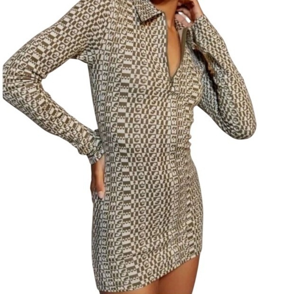 iets frans Urban Outfitters Dress Women MEDIUM Olive Green Mini Bodycon w/Zip‎
